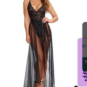 STUNNING DREAMGIRLS LACE TEDDY AND TULLE MAXI SKIRT